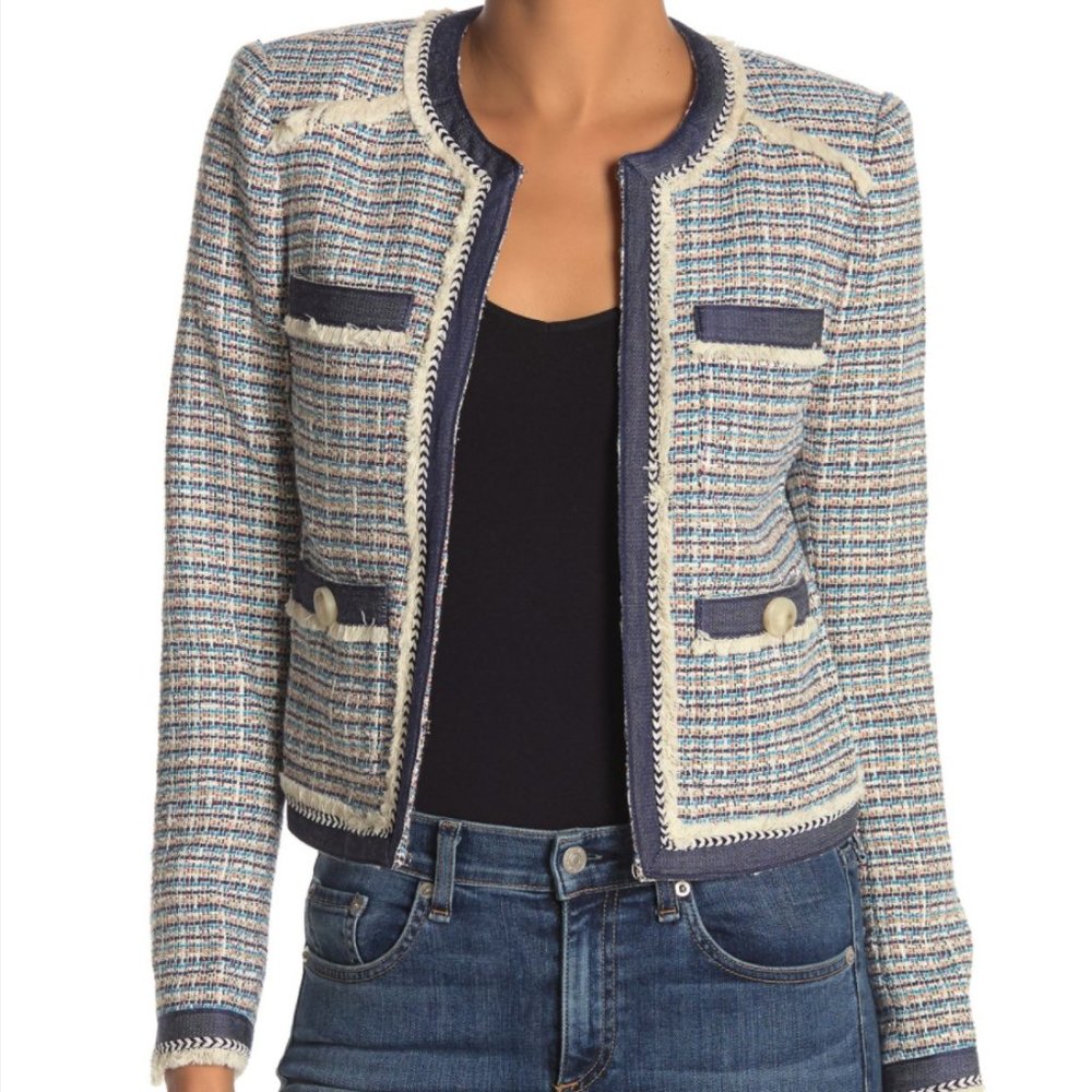 Veronica Beard Blue and Cream Tweed Blazer